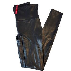 SPANX Faux Leather High Waist Leggings Pants Black Women's Size Small S